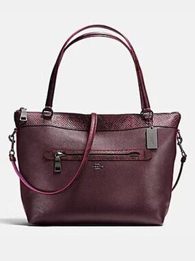 Euc Coach Taylor Oxblood Leather Python Embossed Shoulder Bag Purse